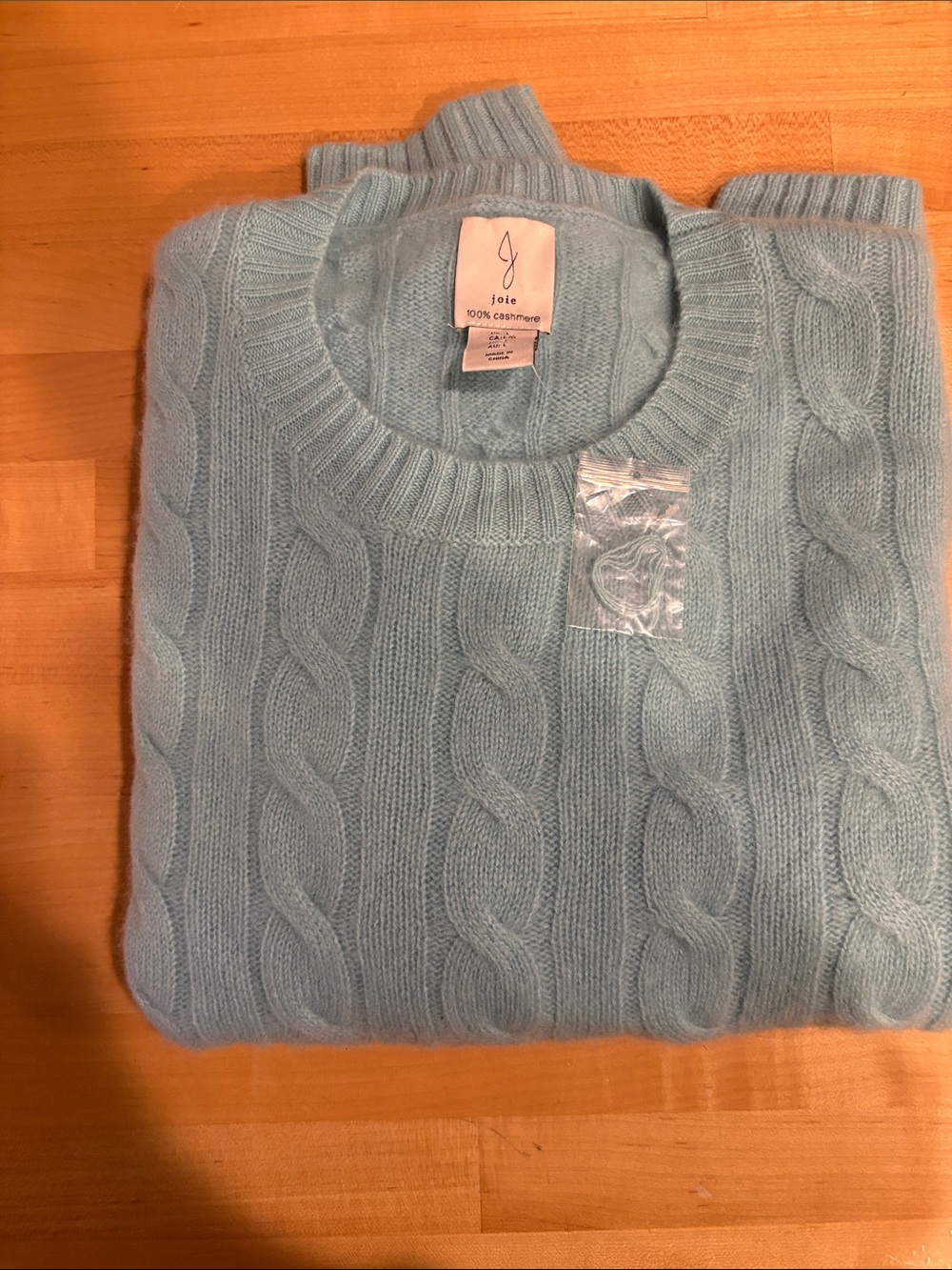Joie Light Blue Cable-Knit Cashmere Crewneck Sweater-never worn
